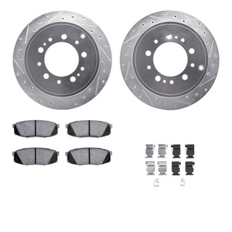 R1 Concepts® - eLINE Series Drilled and Slotted Rear Brake Kit with Ceramic Pads