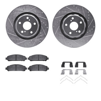 R1 Concepts® - eLINE Series Drilled and Slotted Front Brake Kit with Ceramic Pads