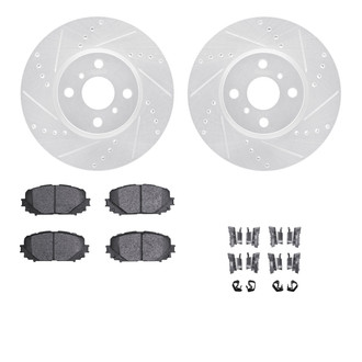 R1 Concepts® - eLINE Series Drilled and Slotted Front Brake Kit with Ceramic Pads
