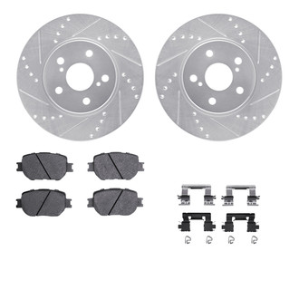 R1 Concepts® - eLINE Series Drilled and Slotted Front Brake Kit with Ceramic Pads