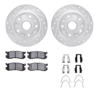 R1 Concepts® - eLINE Series Drilled and Slotted Rear Brake Kit with Ceramic Pads
