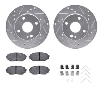 R1 Concepts® - eLINE Series Drilled and Slotted Front Brake Kit with Ceramic Pads