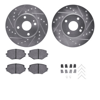 R1 Concepts® - eLINE Series Drilled and Slotted Front Brake Kit with Ceramic Pads