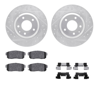 R1 Concepts® - eLINE Series Drilled and Slotted Rear Brake Kit with Ceramic Pads