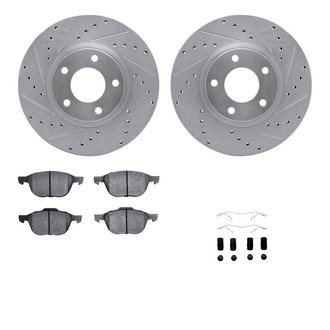 R1 Concepts® - eLINE Series Drilled and Slotted Front Brake Kit with Ceramic Pads