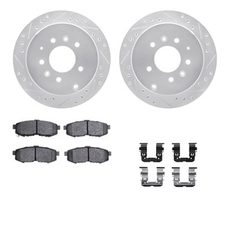 R1 Concepts® - eLINE Series Drilled and Slotted Rear Brake Kit with Ceramic Pads