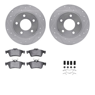 R1 Concepts® - eLINE Series Drilled and Slotted Rear Brake Kit with Ceramic Pads
