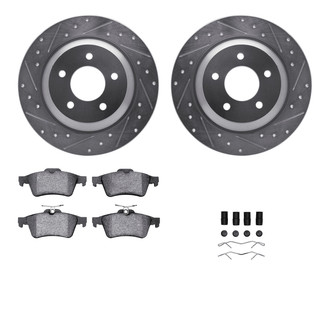 R1 Concepts® - eLINE Series Drilled and Slotted Rear Brake Kit with Ceramic Pads