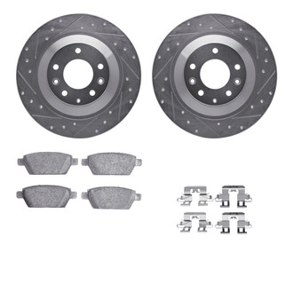 R1 Concepts® - eLINE Series Drilled and Slotted Rear Brake Kit with Ceramic Pads