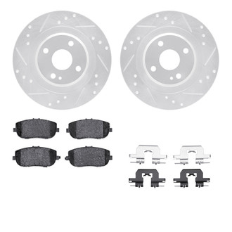 R1 Concepts® - eLINE Series Drilled and Slotted Rear Brake Kit with Ceramic Pads