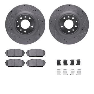 R1 Concepts® - eLINE Series Drilled and Slotted Front Brake Kit with Ceramic Pads