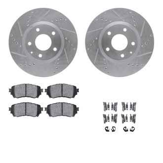 R1 Concepts® - eLINE Series Drilled and Slotted Front Brake Kit with Ceramic Pads