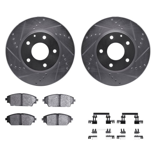  R1 Concepts® - eLINE Series Drilled and Slotted Front Brake Kit with Ceramic Pads