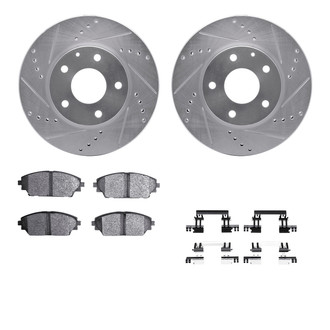 R1 Concepts® - eLINE Series Drilled and Slotted Front Brake Kit with Ceramic Pads
