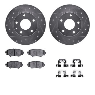 R1 Concepts® - eLINE Series Drilled and Slotted Rear Brake Kit with Ceramic Pads