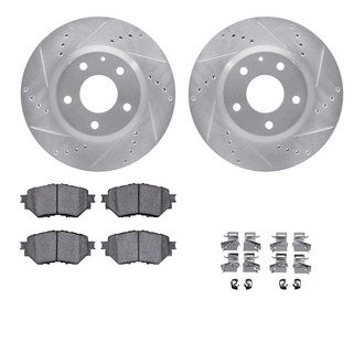 R1 Concepts® - eLINE Series Drilled and Slotted Front Brake Kit with Ceramic Pads