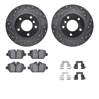 R1 Concepts® - eLINE Series Drilled and Slotted Rear Brake Kit with Ceramic Pads