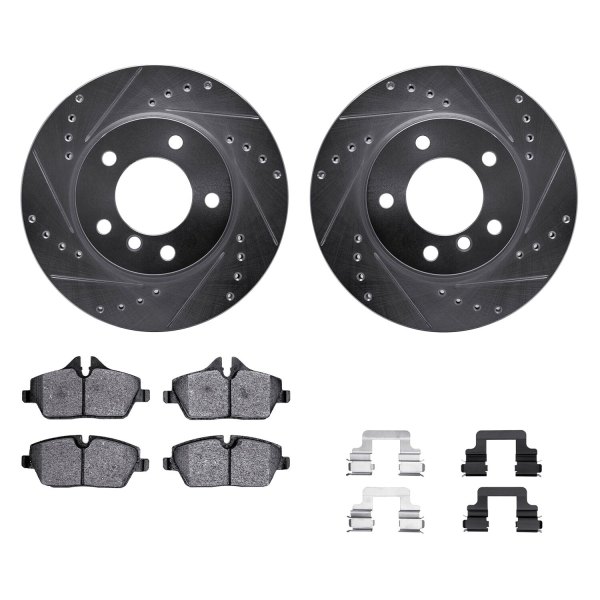  R1 Concepts® - Drilled and Slotted Front Brake Kit with Ceramic Pads