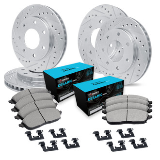 R1 Concepts® - eLINE Series Drilled and Slotted Brake Kit with Ceramic Pads