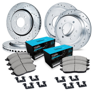 R1 Concepts® - Drilled and Slotted Front and Rear Brake Kit with Ceramic Pads