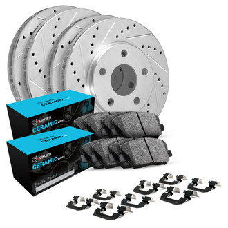 R1 Concepts® - eLINE Series Drilled and Slotted Brake Kit with Ceramic Pads