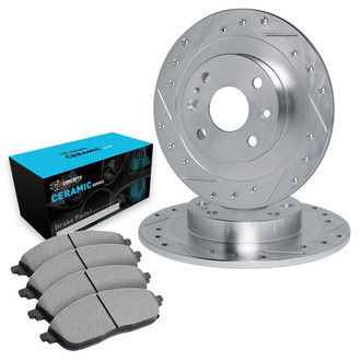 R1 Concepts® - eLINE Series Drilled and Slotted Front Brake Kit with Ceramic Pads
