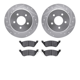 R1 Concepts® - eLINE Series Drilled and Slotted Rear Brake Kit with Ceramic Pads