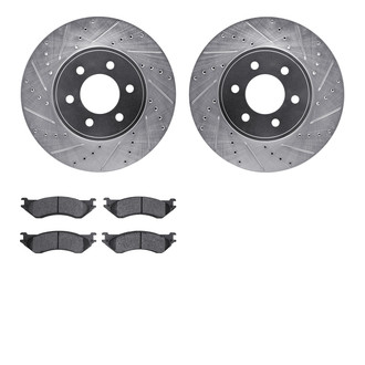 R1 Concepts® - eLINE Series Drilled and Slotted Front Brake Kit with Ceramic Pads