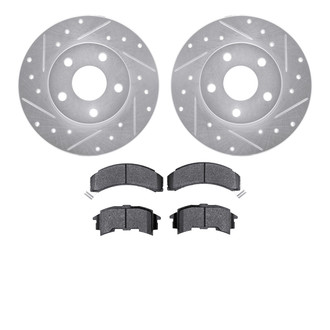 R1 Concepts® - eLINE Series Drilled and Slotted Rear Brake Kit with Ceramic Pads