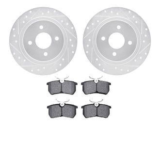 R1 Concepts® - eLINE Series Drilled and Slotted Rear Brake Kit with Ceramic Pads
