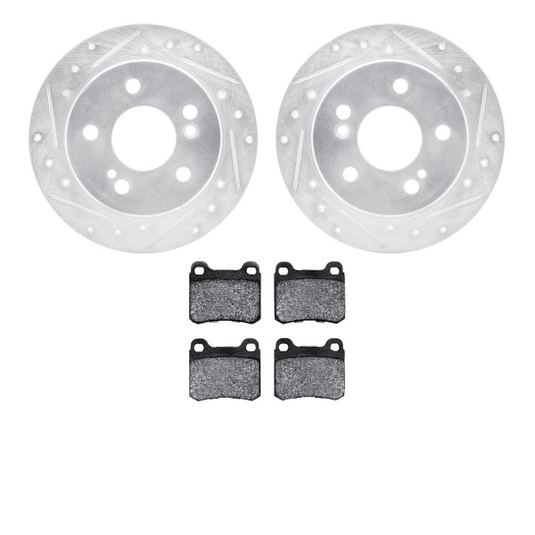  R1 Concepts® - eLINE Series Drilled and Slotted Rear Brake Kit with Ceramic Pads