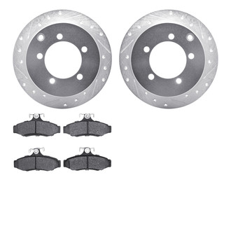 R1 Concepts® - eLINE Series Drilled and Slotted Rear Brake Kit with Ceramic Pads
