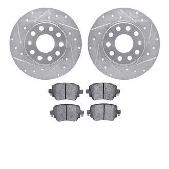 R1 Concepts® - eLINE Series Drilled and Slotted Rear Brake Kit with Ceramic Pads