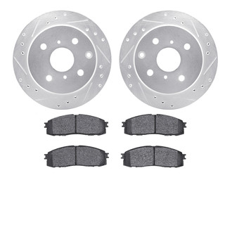 R1 Concepts® - eLINE Series Drilled and Slotted Rear Brake Kit with Ceramic Pads