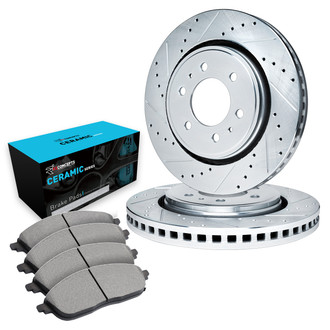 R1 Concepts® - eLINE Series Drilled and Slotted Brake Kit with Ceramic Pads