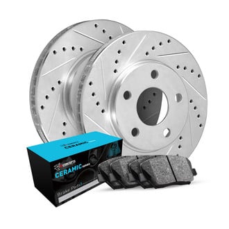 R1 Concepts® - eLINE Series Drilled and Slotted Front Brake Kit with Ceramic Pads
