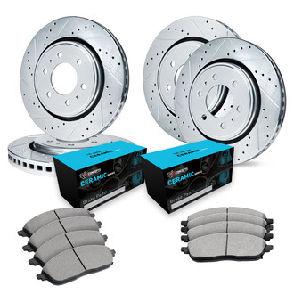 R1 Concepts® - eLINE Series Drilled and Slotted Brake Kit with Ceramic Pads