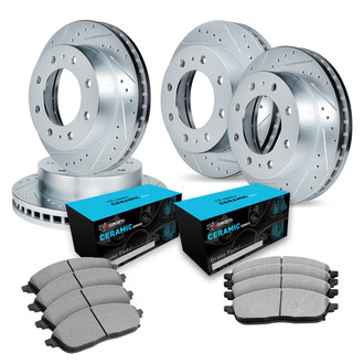 R1 Concepts® - eLINE Series Drilled and Slotted Front and Rear Brake Kit with Ceramic Pads
