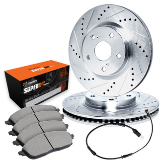 R1 Concepts® - Drilled and Slotted Front Brake Kit with Super Duty Pads