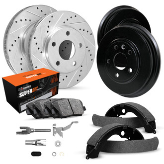 R1 Concepts® - Drilled and Slotted Front and Rear Brake Kit with Super Duty Pads