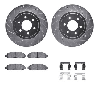 R1 Concepts® - Drilled and Slotted Front Brake Kit with Super Duty Pads
