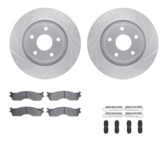 R1 Concepts® - Drilled and Slotted Front Brake Kit with Super Duty Pads