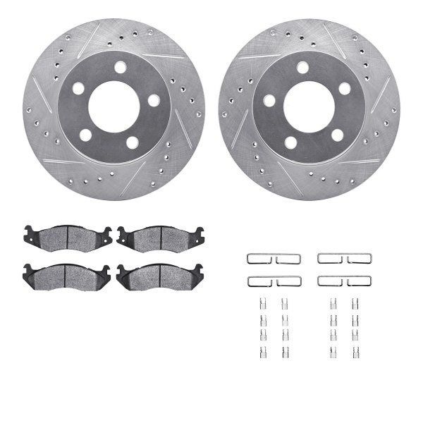  R1 Concepts® - Drilled and Slotted Front Brake Kit with Super Duty Pads