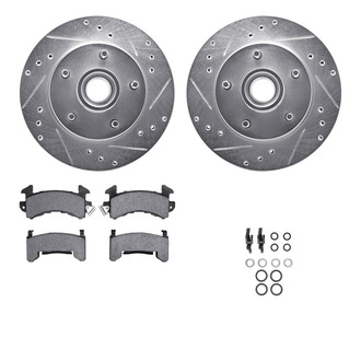 R1 Concepts® WGXH1-47029 - Drilled and Slotted Front Brake Kit with Super Duty Pads