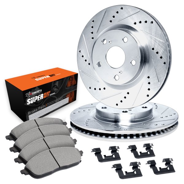  R1 Concepts® - Drilled and Slotted Rear Brake Kit with Super Duty Pads