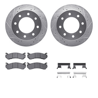 R1 Concepts® - Drilled and Slotted Rear Brake Kit with Super Duty Pads