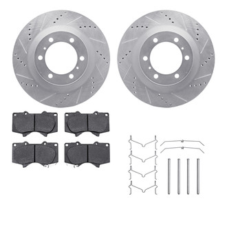 R1 Concepts® - Drilled and Slotted Front Brake Kit with Super Duty Pads