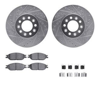 R1 Concepts® WGXH1-99060 - Drilled and Slotted Front Brake Kit with Super Duty Pads