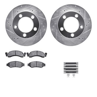 R1 Concepts® - Drilled and Slotted Front Brake Kit with Super Duty Pads