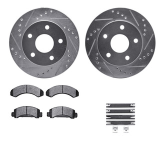 R1 Concepts® - Drilled and Slotted Front Brake Kit with Super Duty Pads